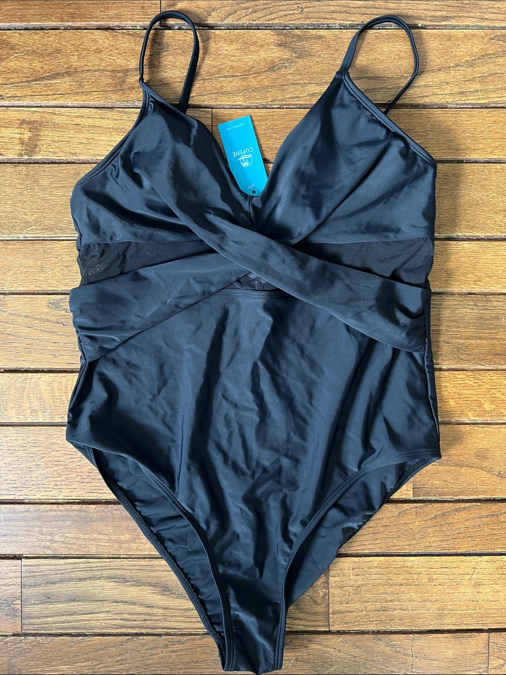 Cupshe Black Mesh One-Piece Swimsuit Size Large NWT - Picture 2 of 10